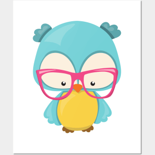 Hipster Owl, Owl With Glasses, Cute Owl Posters and Art